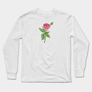 Pink Rose 2 Botanical Long Sleeve T-Shirt